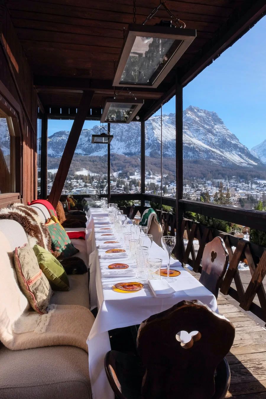 Alpine terrace lunch facing the Dolomites