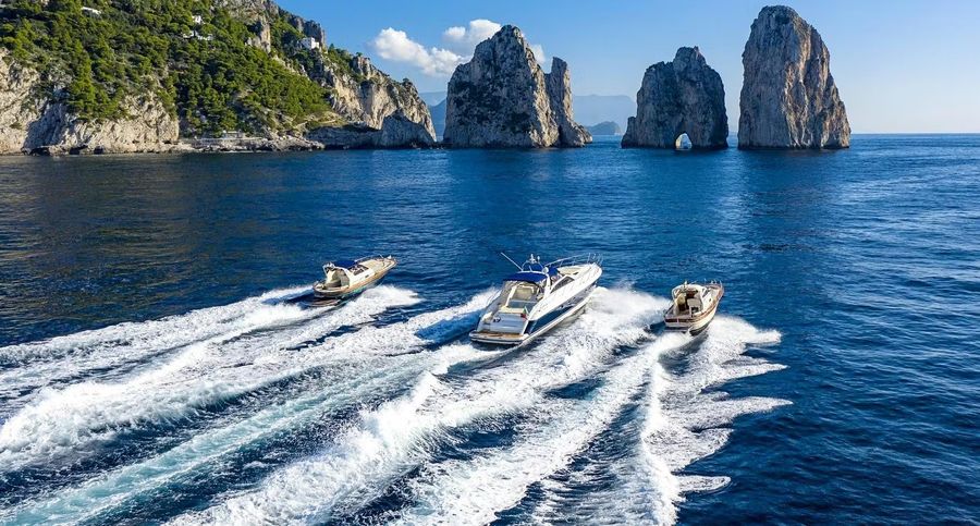 Yachts on turquoise Mediterranean water