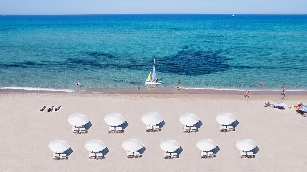 White sand beach and turquoise water in Sardinia