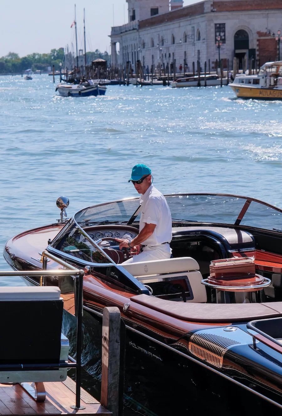 Private wooden boat on the Venice lagoon