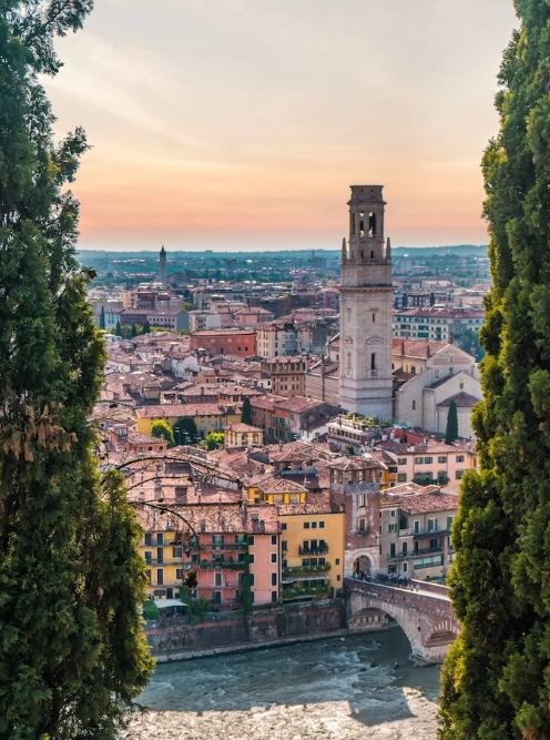 Verona towers at dusk